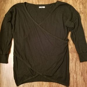 Black faux wrap sweater
